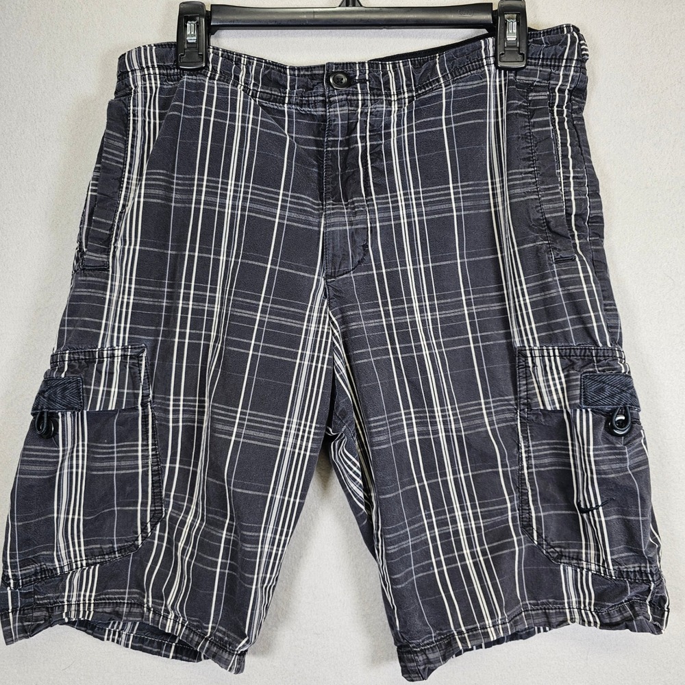 Nike Mens‎ Plaid Cargo Shorts Black White Grey Checkered Utility Pockets 33